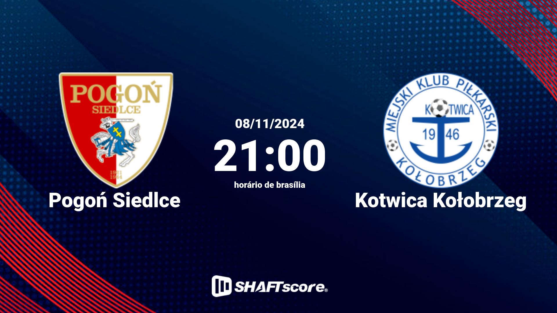 Estatísticas do jogo Pogoń Siedlce vs Kotwica Kołobrzeg 08.11 21:00