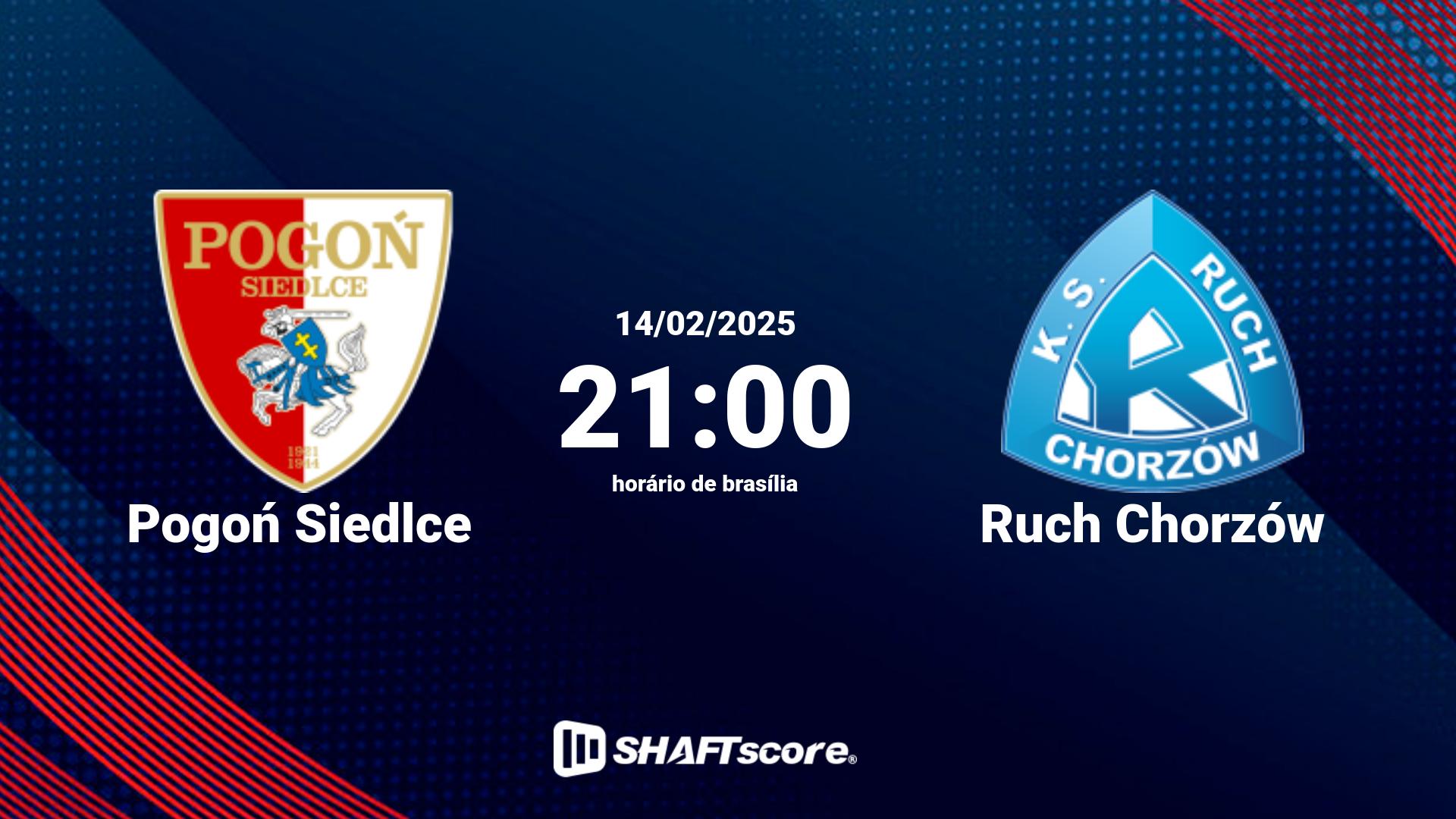 Estatísticas do jogo Pogoń Siedlce vs Ruch Chorzów 14.02 21:00