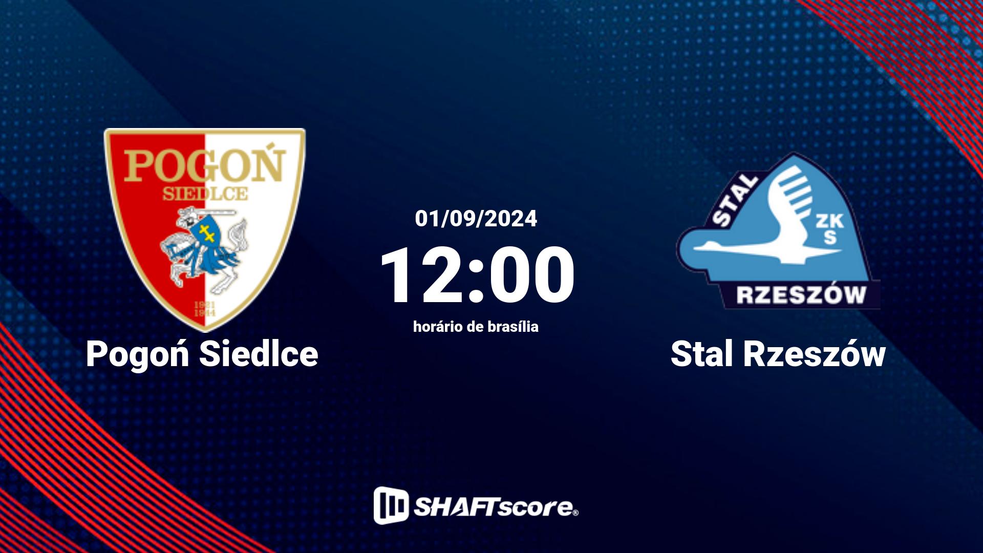 Estatísticas do jogo Pogoń Siedlce vs Stal Rzeszów 01.09 12:00