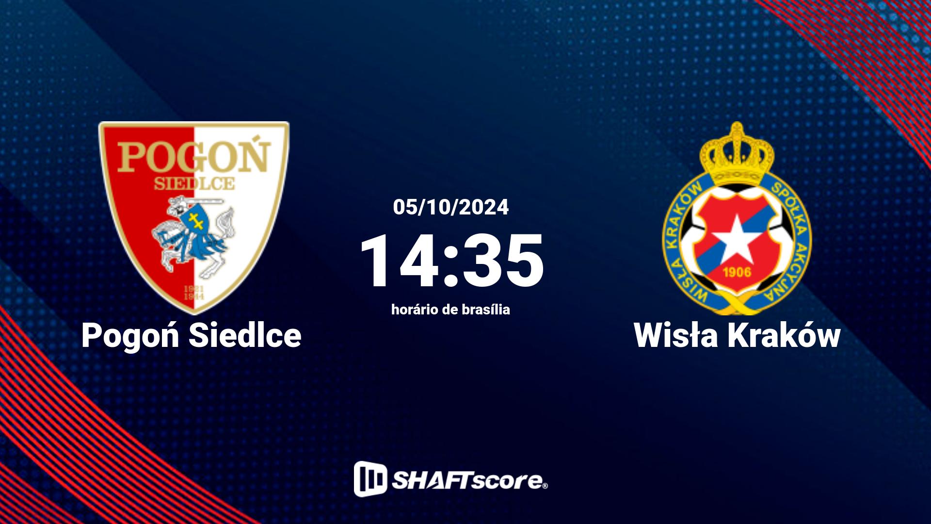 Estatísticas do jogo Pogoń Siedlce vs Wisła Kraków 05.10 14:35