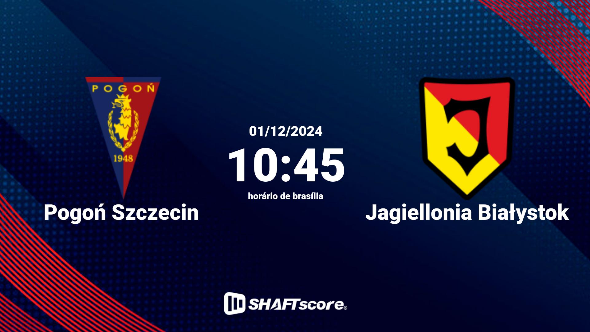 Estatísticas do jogo Pogoń Szczecin vs Jagiellonia Białystok 01.12 10:45