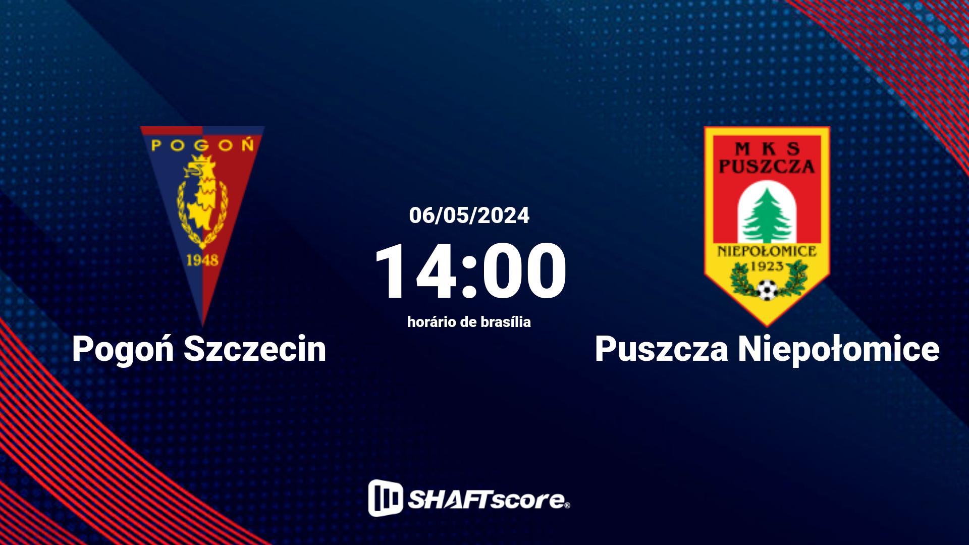 Estatísticas do jogo Pogoń Szczecin vs Puszcza Niepołomice 06.05 14:00