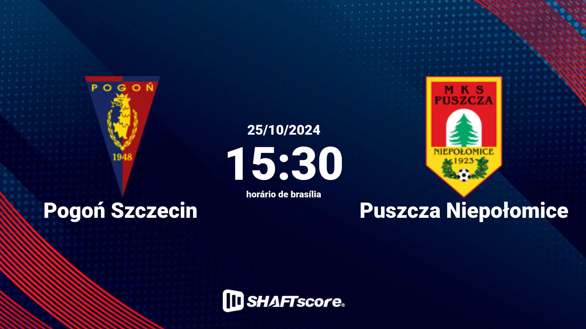 Estatísticas do jogo Pogoń Szczecin vs Puszcza Niepołomice 25.10 15:30