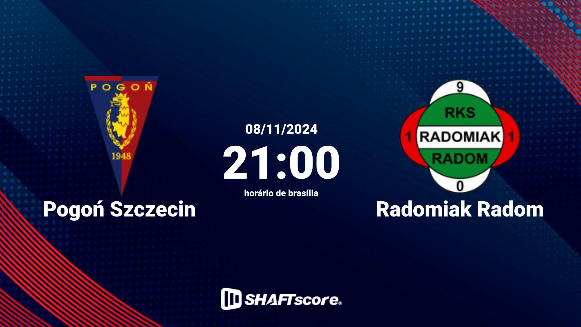 Estatísticas do jogo Pogoń Szczecin vs Radomiak Radom 08.11 21:00