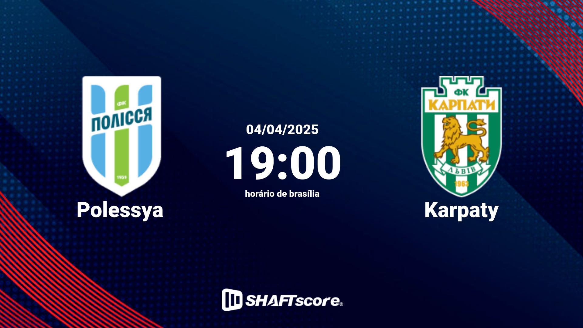 Estatísticas do jogo Polessya vs Karpaty 04.04 19:00