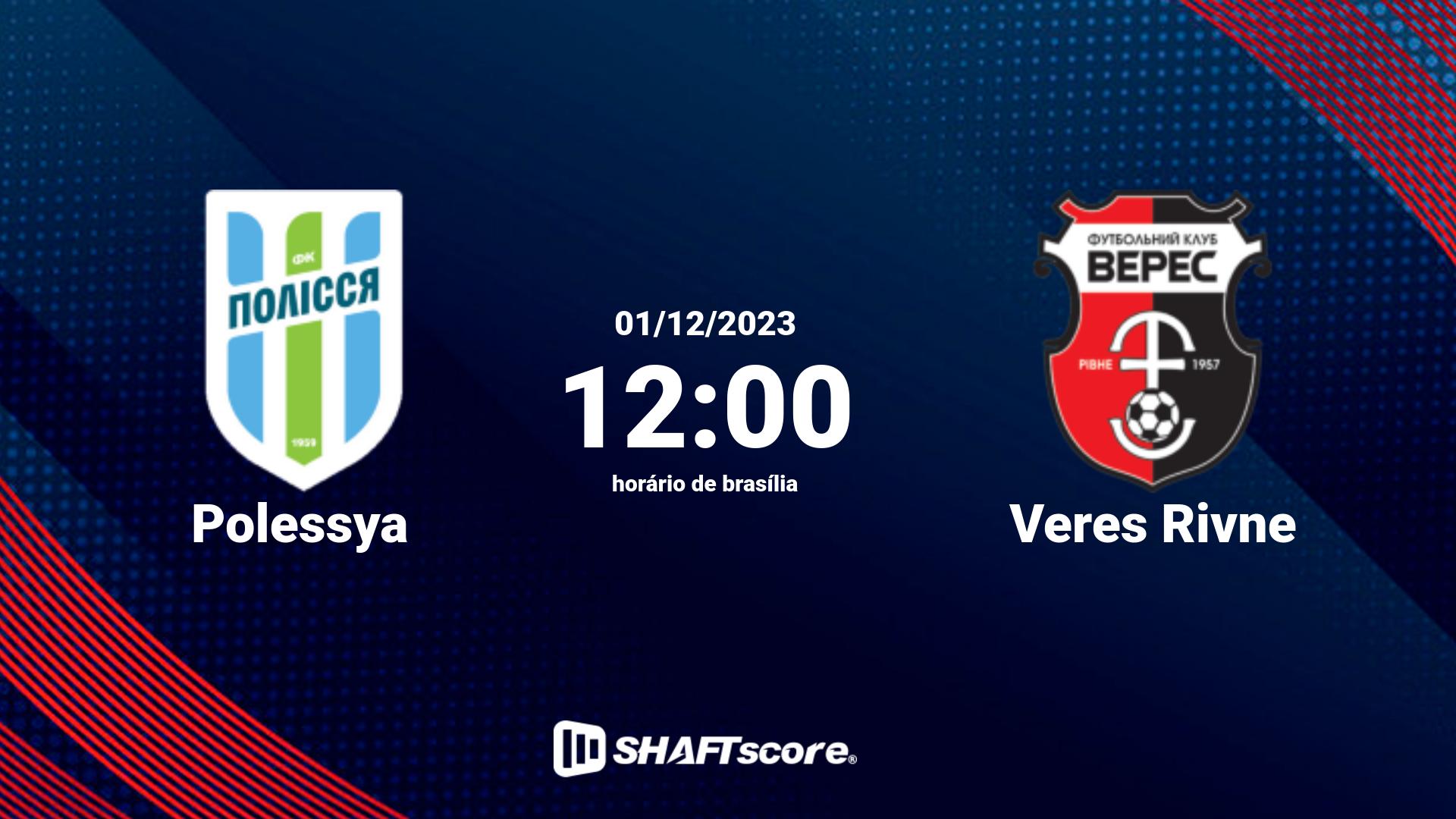 Estatísticas do jogo Polessya vs Veres Rivne 01.12 12:00