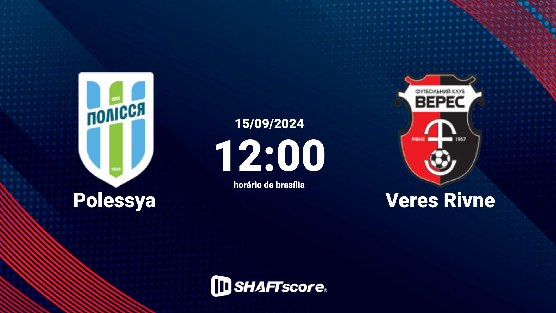 Estatísticas do jogo Polessya vs Veres Rivne 15.09 12:00