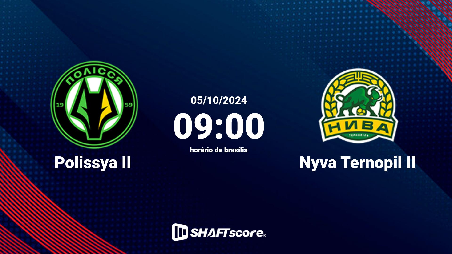 Estatísticas do jogo Polissya II vs Nyva Ternopil II 05.10 09:00