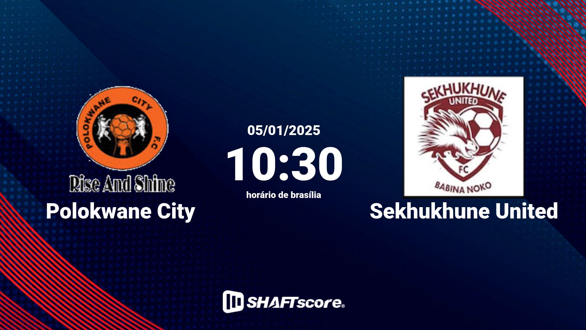 Estatísticas do jogo Polokwane City vs Sekhukhune United 05.01 10:30