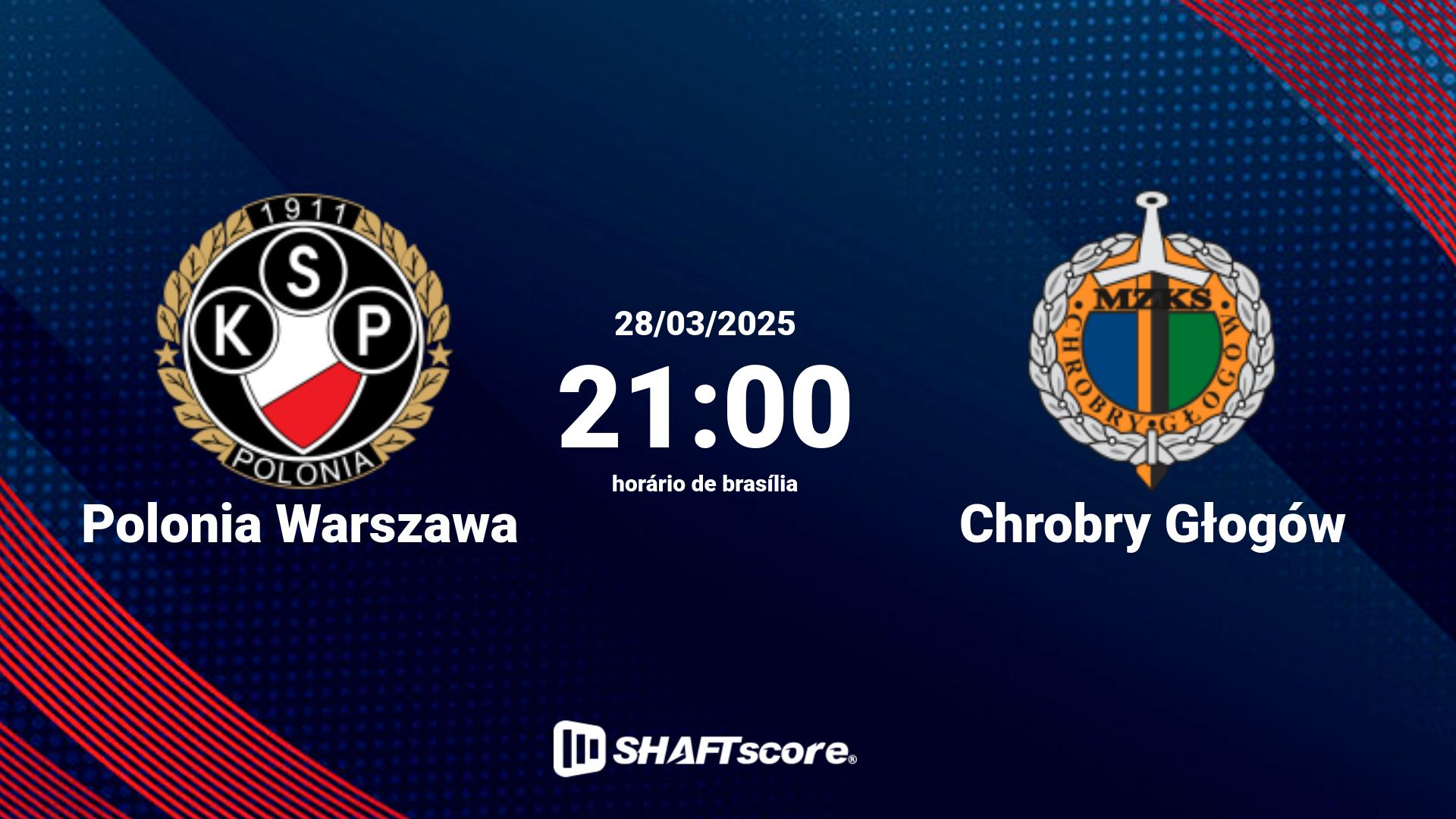 Estatísticas do jogo Polonia Warszawa vs Chrobry Głogów 28.03 21:00