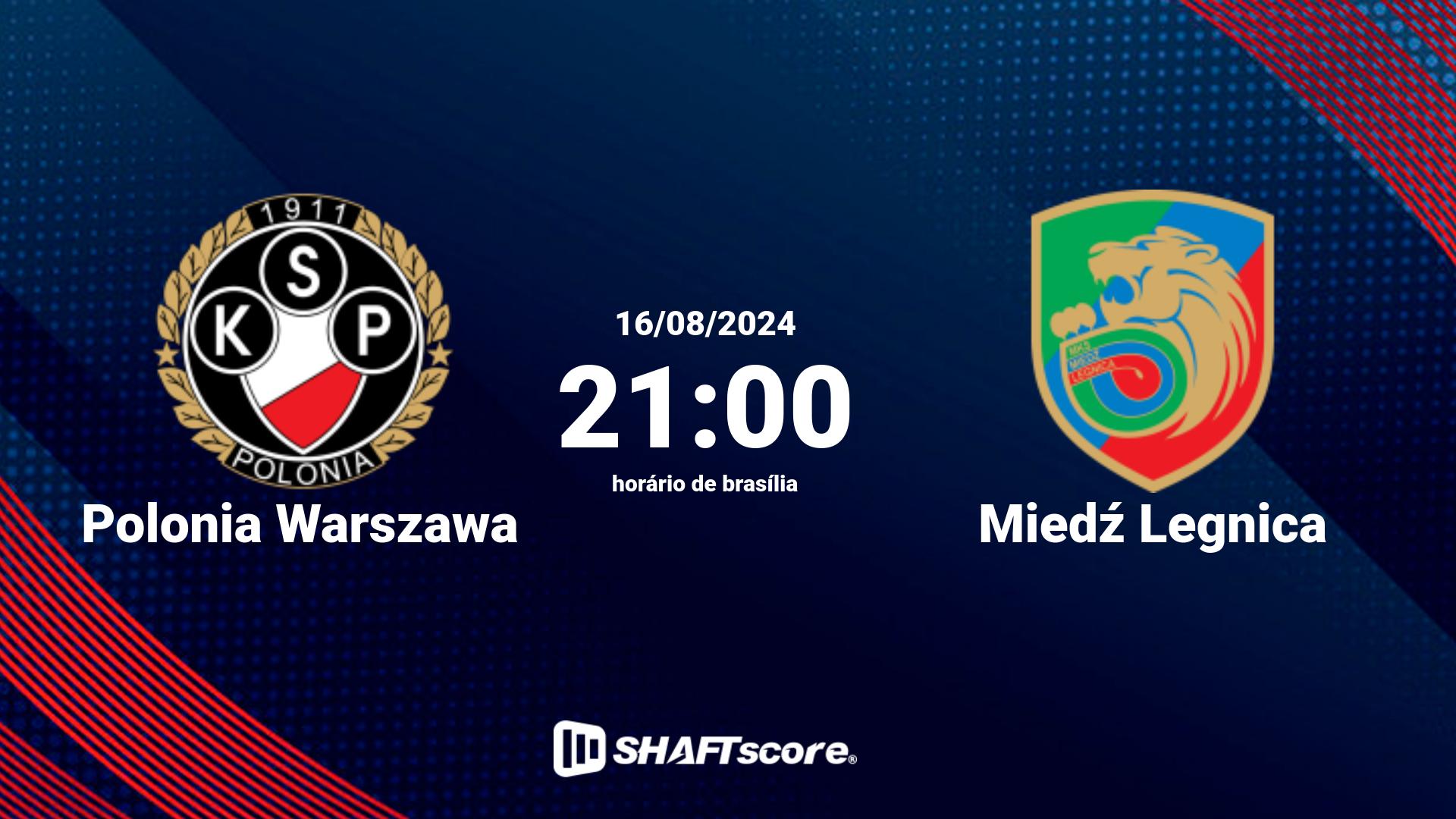 Estatísticas do jogo Polonia Warszawa vs Miedź Legnica 16.08 21:00