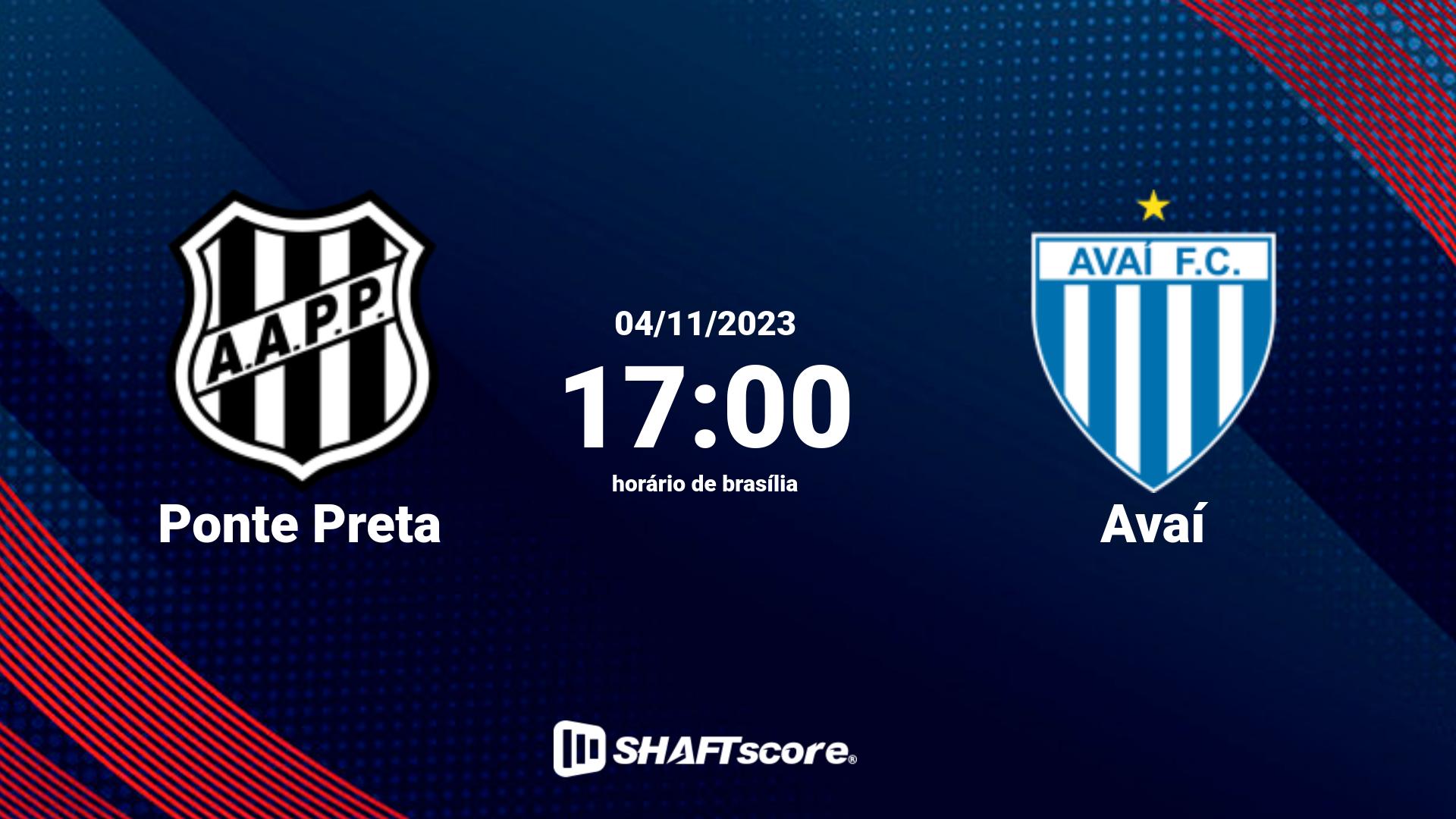 Estatísticas do jogo Ponte Preta vs Avaí 04.11 17:00
