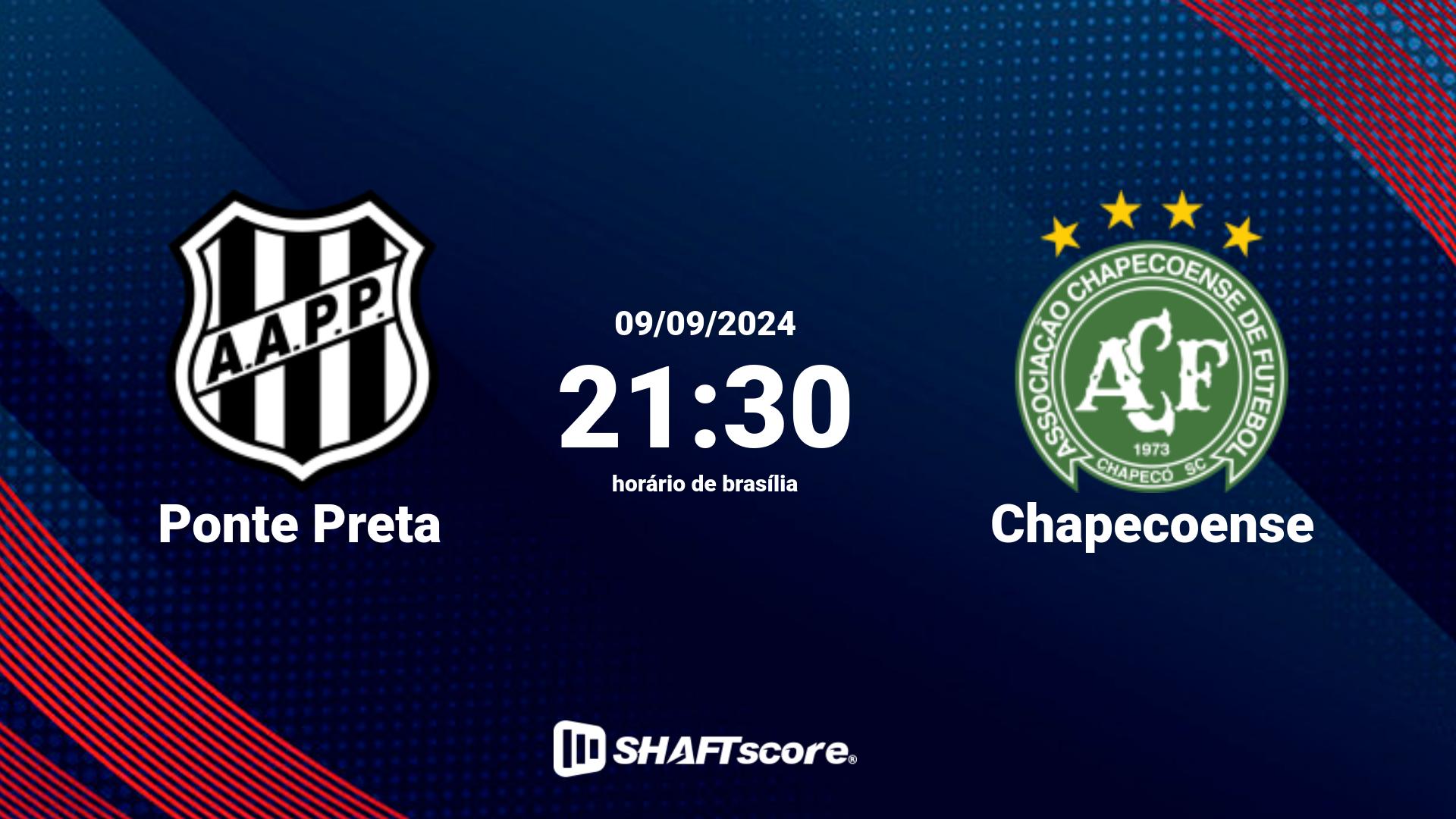 Estatísticas do jogo Ponte Preta vs Chapecoense 09.09 21:30