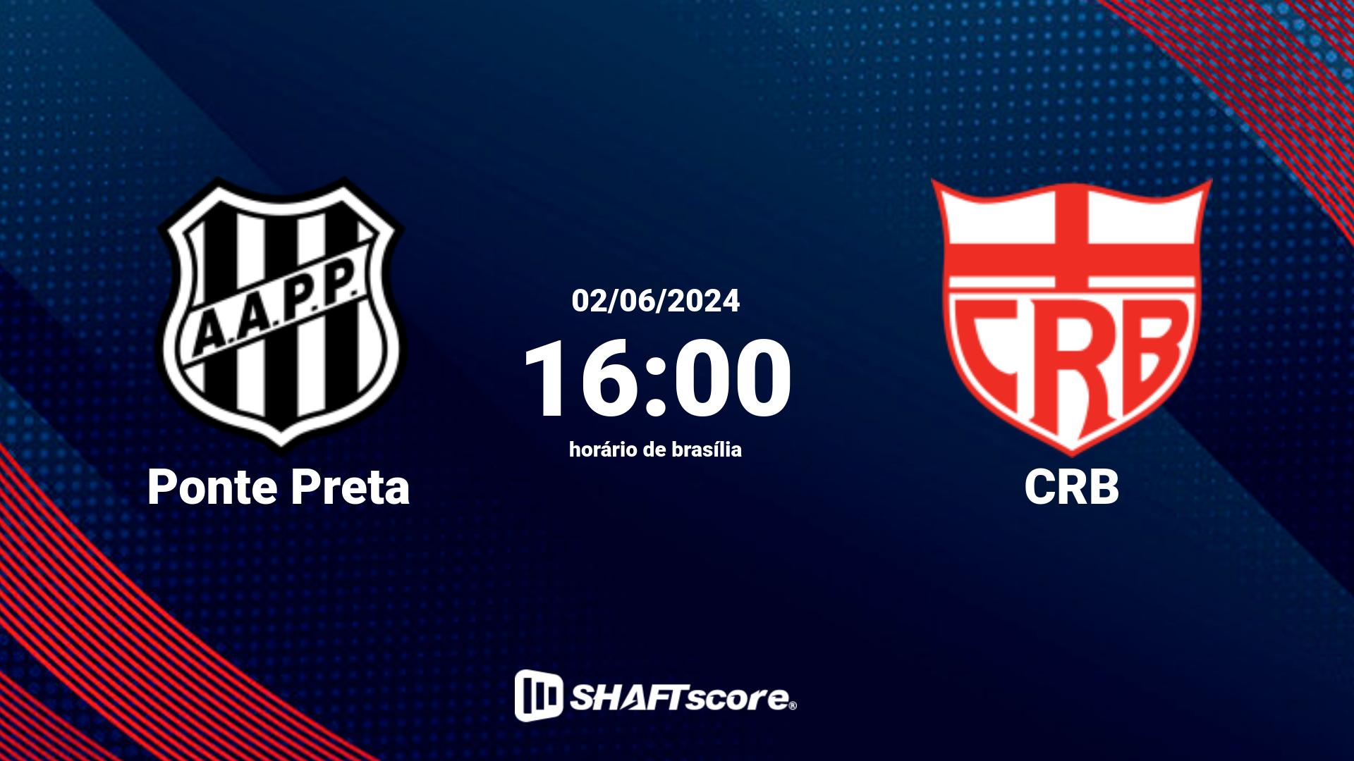 Estatísticas do jogo Ponte Preta vs CRB 02.06 16:00