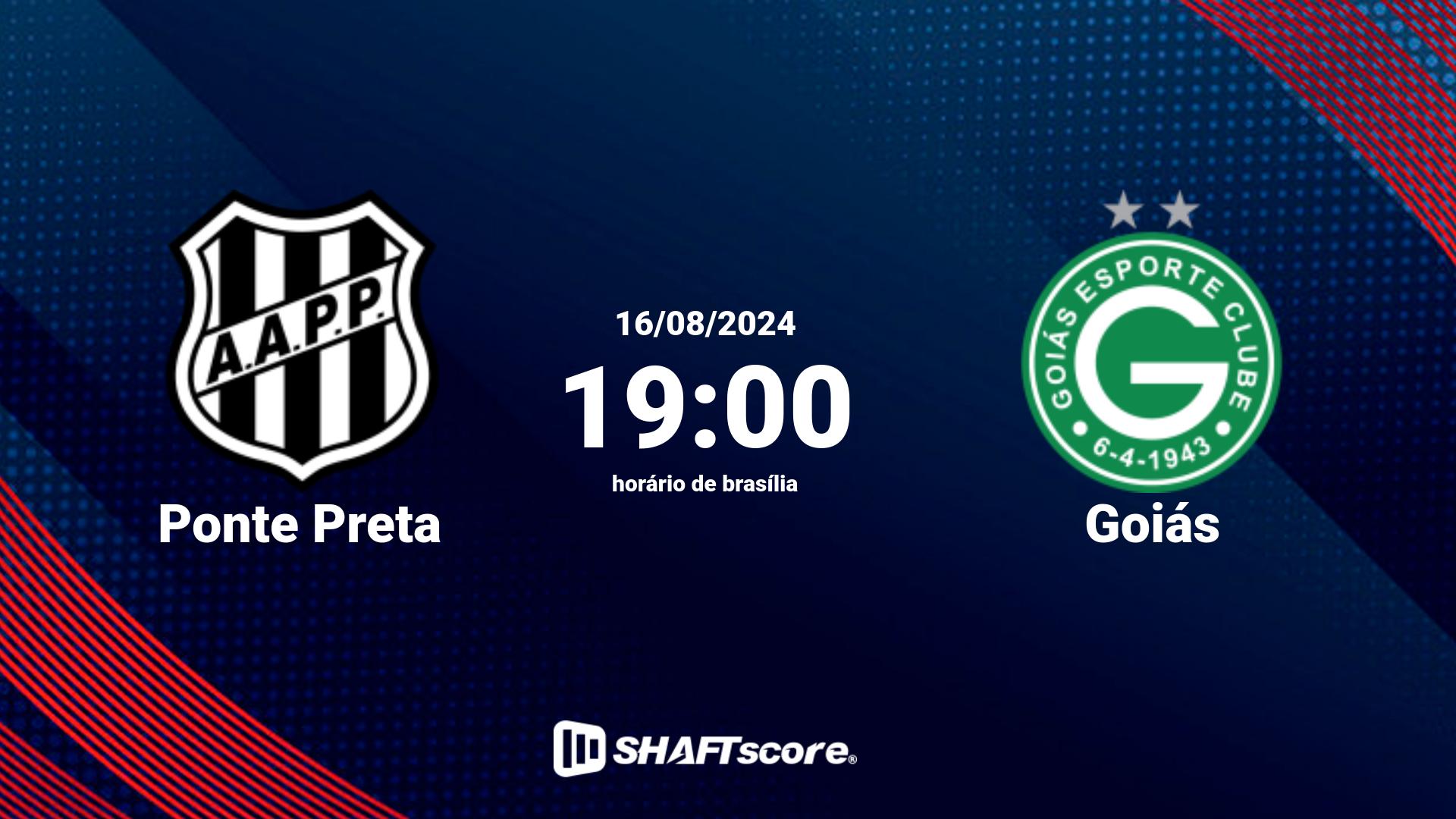 Estatísticas do jogo Ponte Preta vs Goiás 16.08 19:00