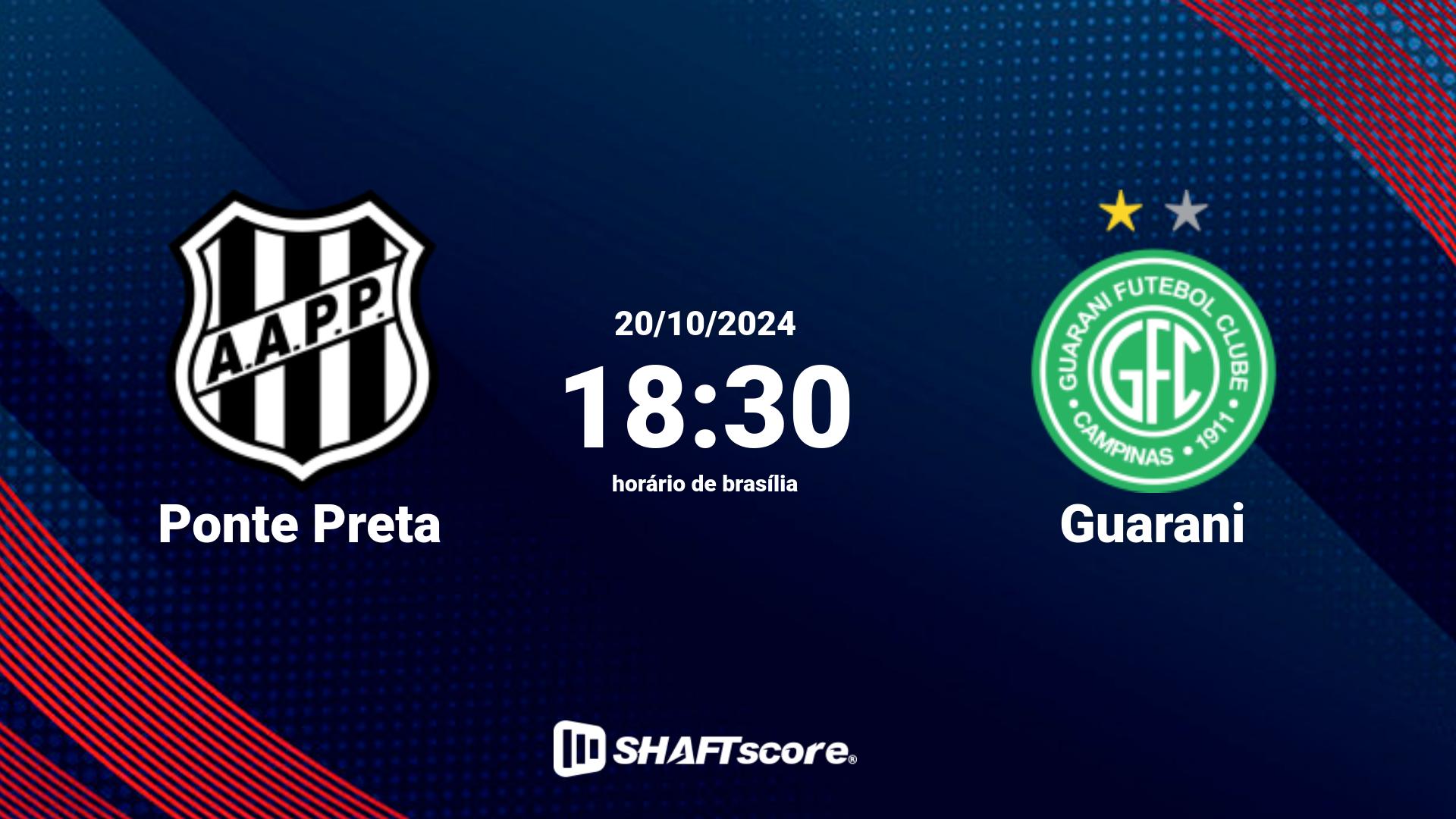 Estatísticas do jogo Ponte Preta vs Guarani 20.10 18:30