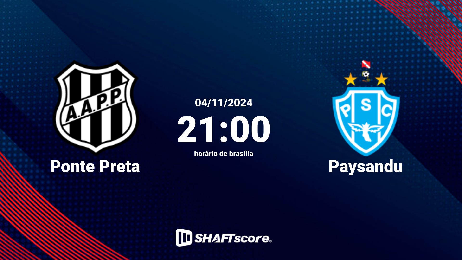 Estatísticas do jogo Ponte Preta vs Paysandu 04.11 21:00