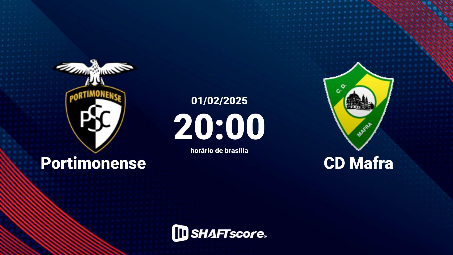 Estatísticas do jogo Portimonense vs CD Mafra 01.02 20:00