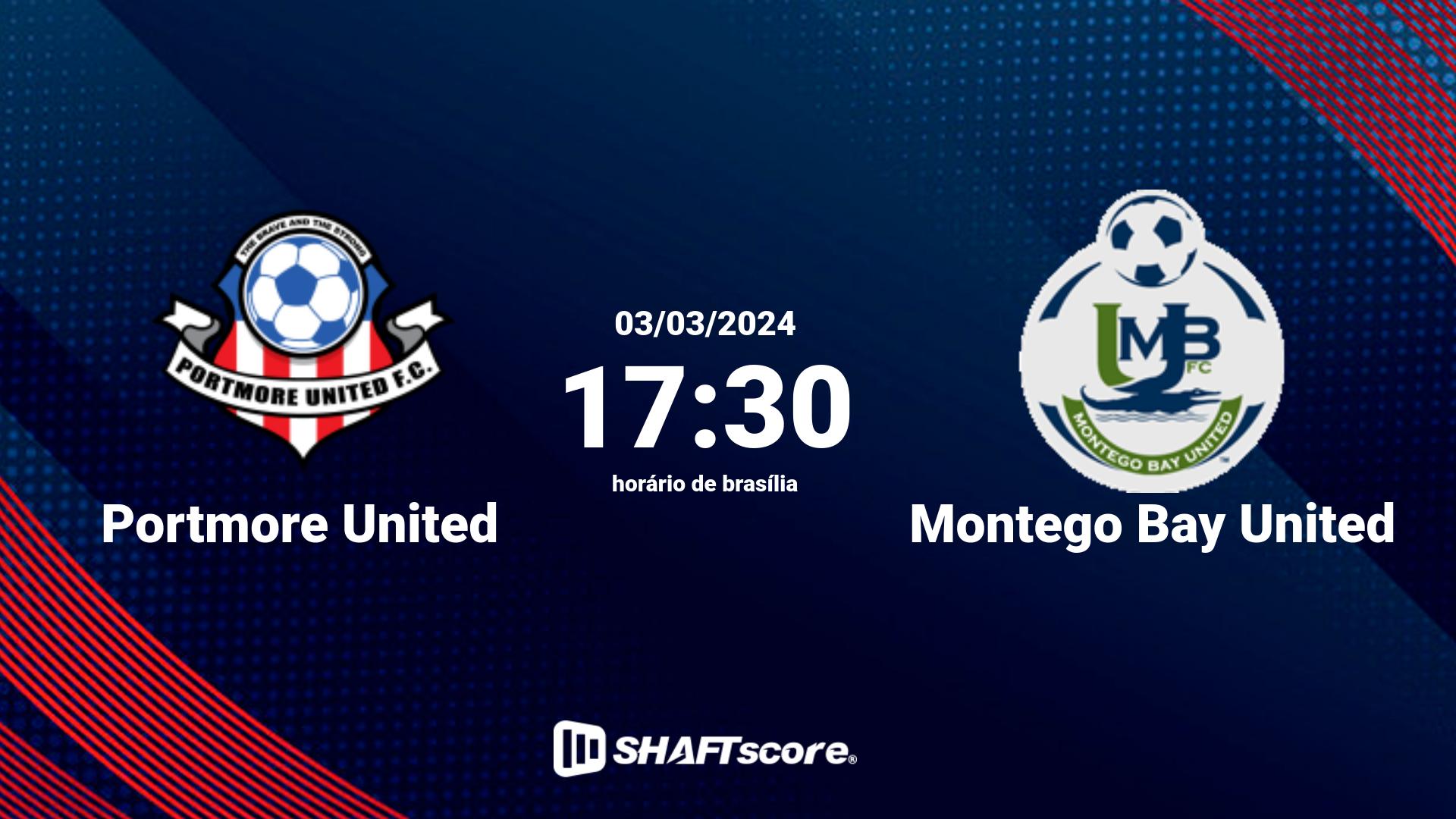 Estatísticas do jogo Portmore United vs Montego Bay United 03.03 17:30