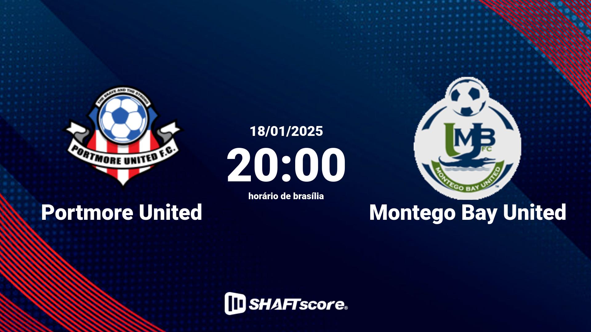 Estatísticas do jogo Portmore United vs Montego Bay United 18.01 20:00