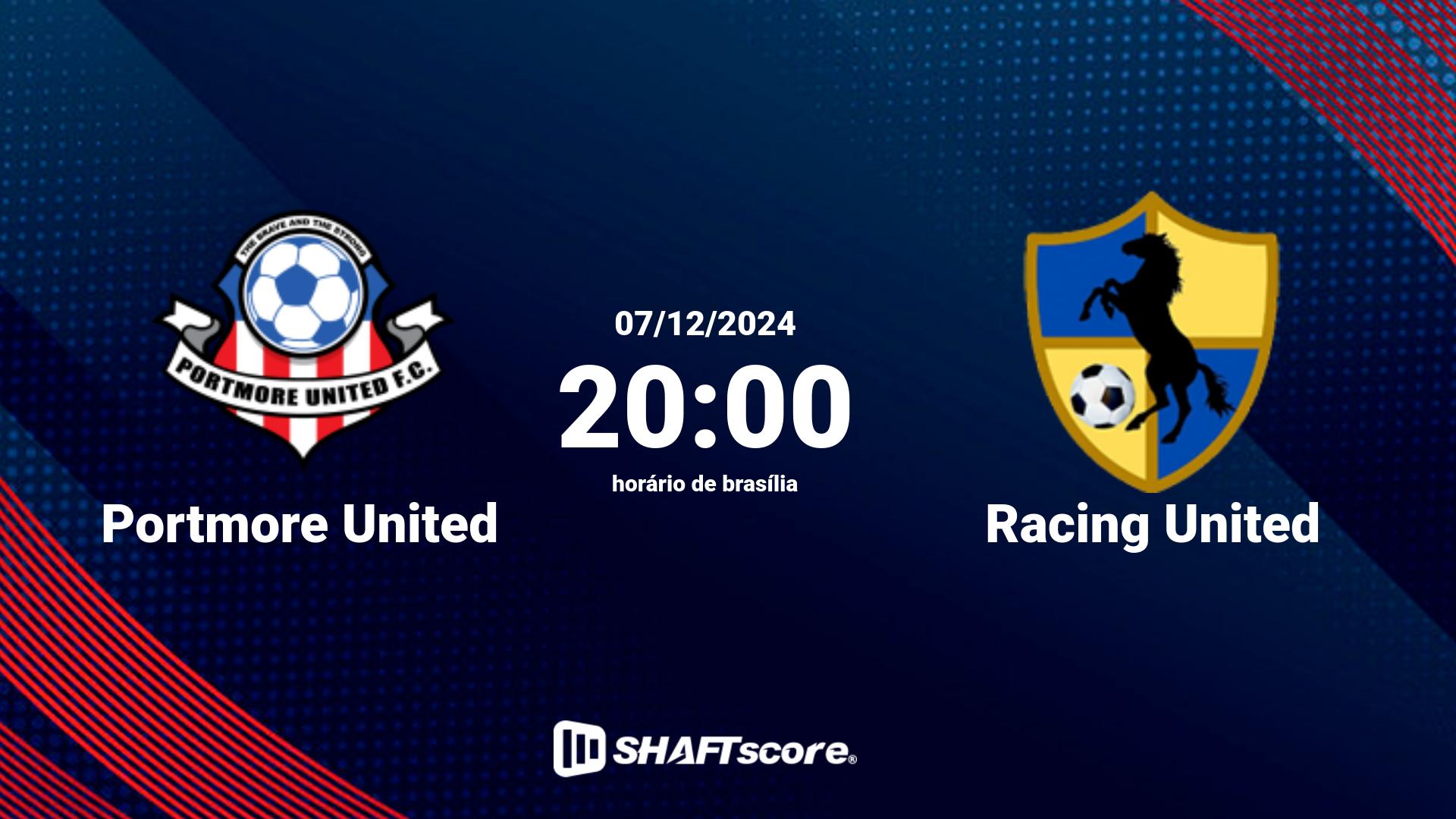 Estatísticas do jogo Portmore United vs Racing United 07.12 20:00