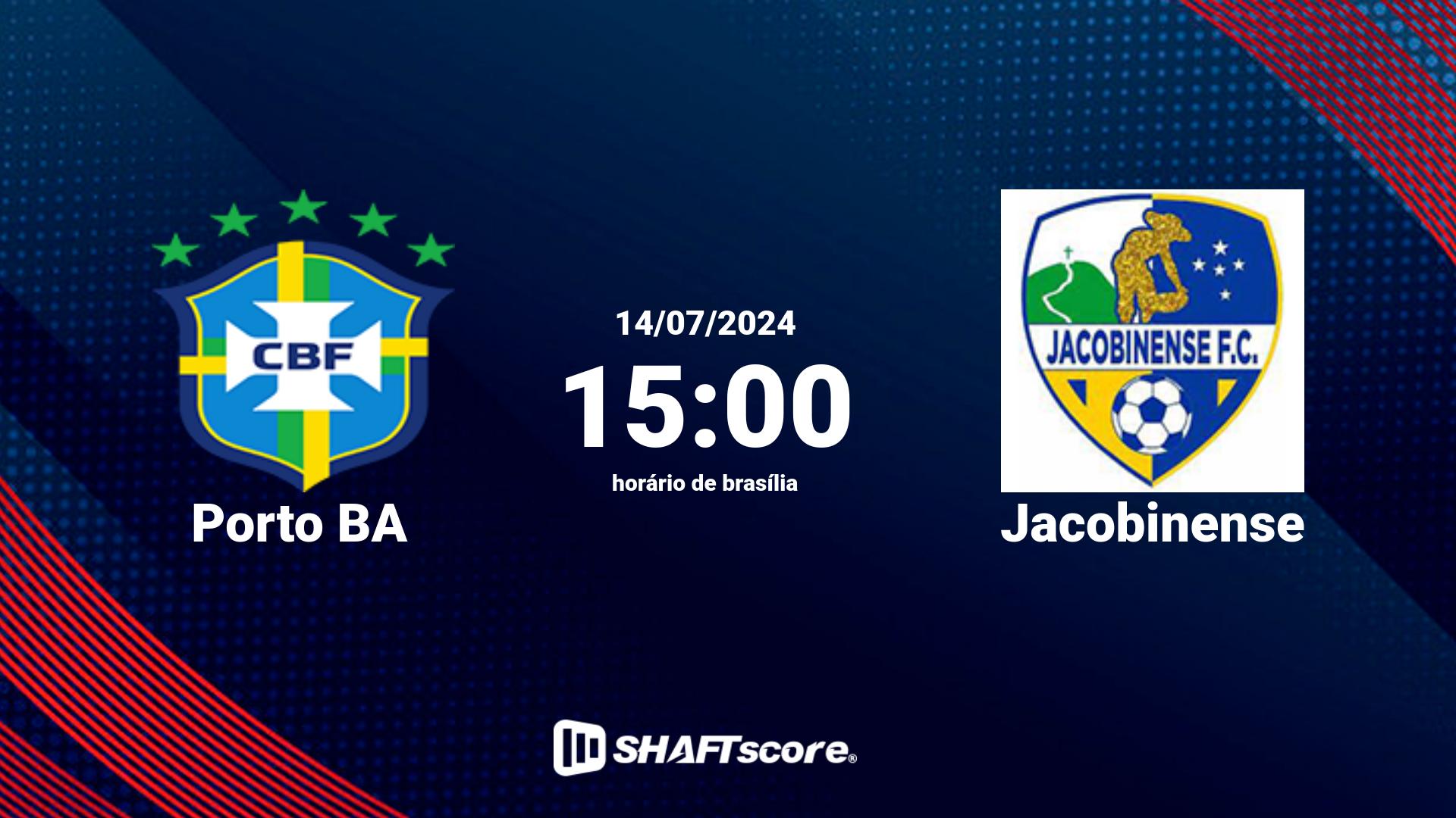 Estatísticas do jogo Porto BA vs Jacobinense 14.07 15:00
