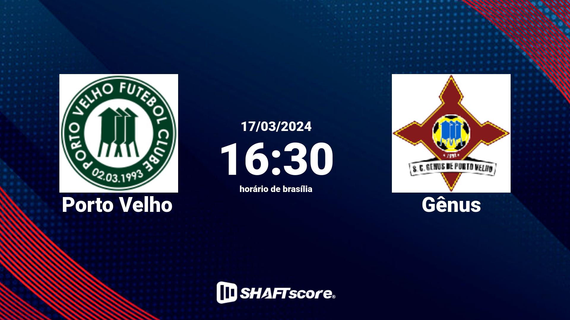 Estatísticas do jogo Porto Velho vs Gênus 17.03 16:30