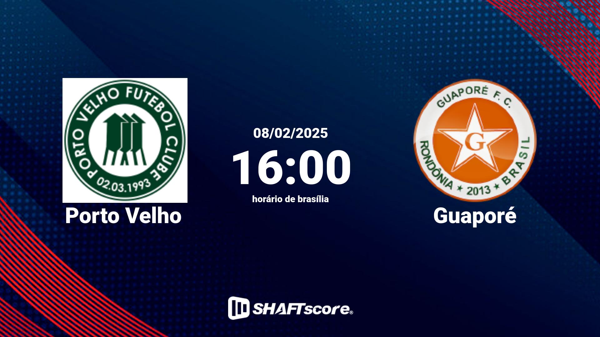 Estatísticas do jogo Porto Velho vs Guaporé 08.02 16:00