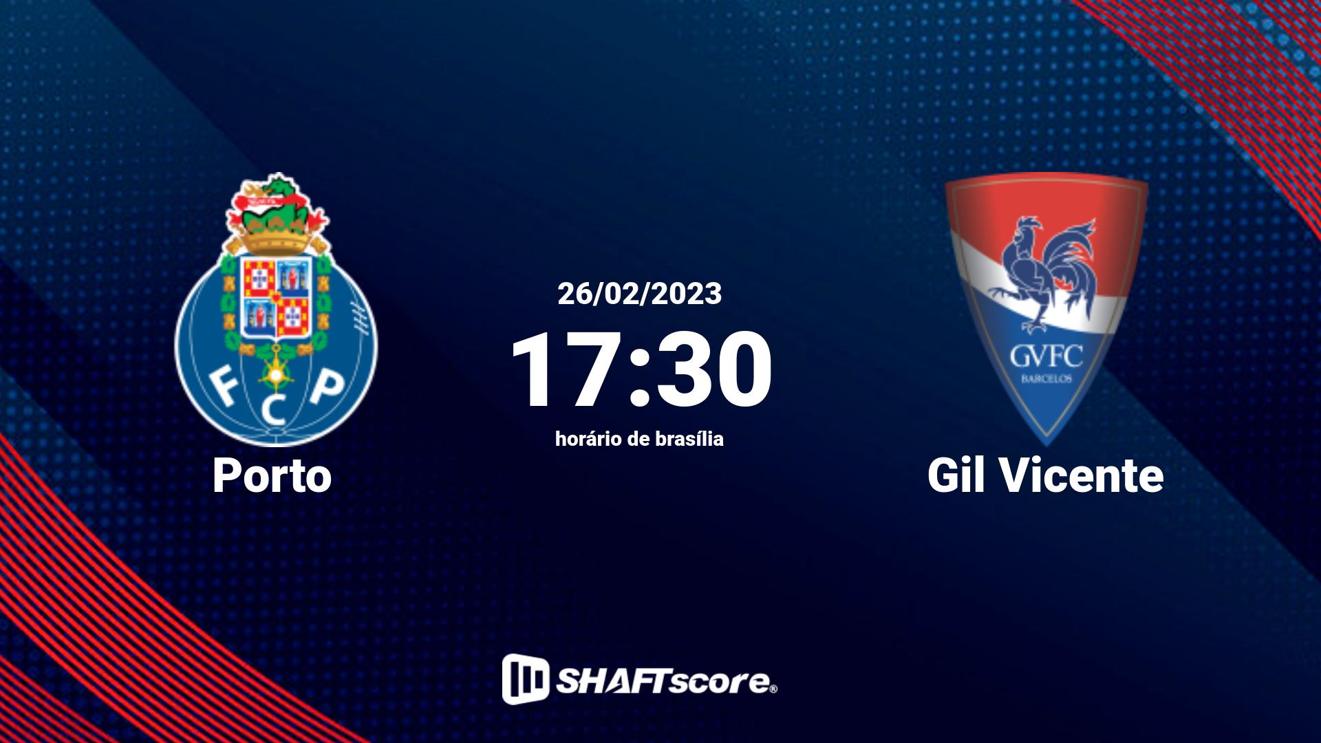 Estatísticas do jogo Porto vs Gil Vicente 26.02 17:30