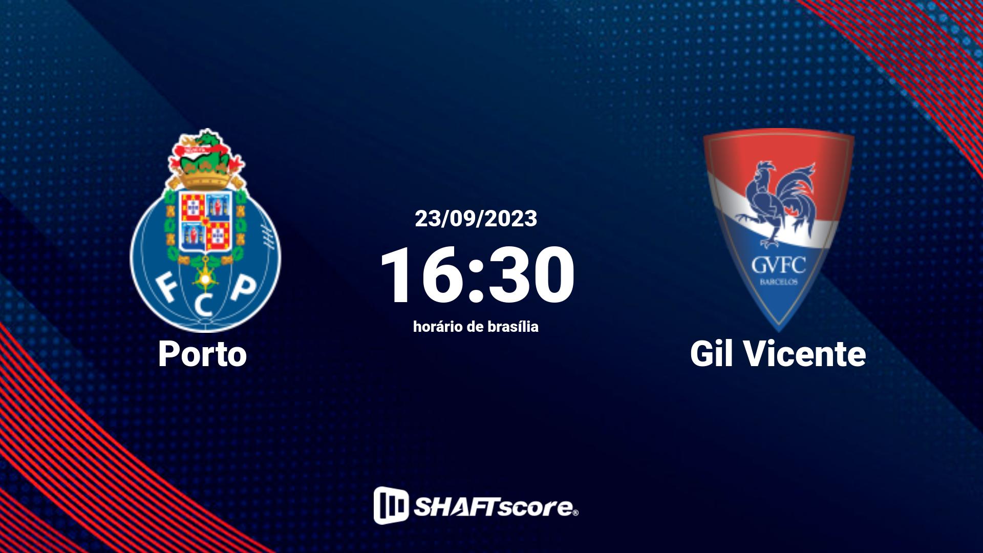 Estatísticas do jogo Porto vs Gil Vicente 23.09 16:30