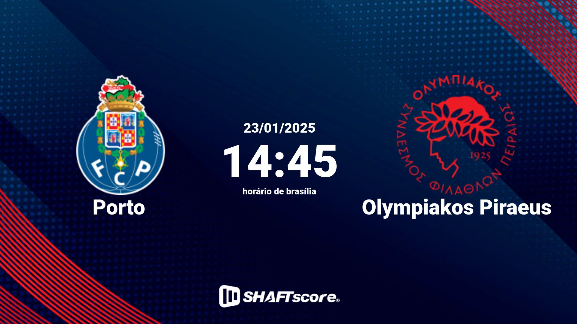 Estatísticas do jogo Porto vs Olympiakos Piraeus 23.01 14:45