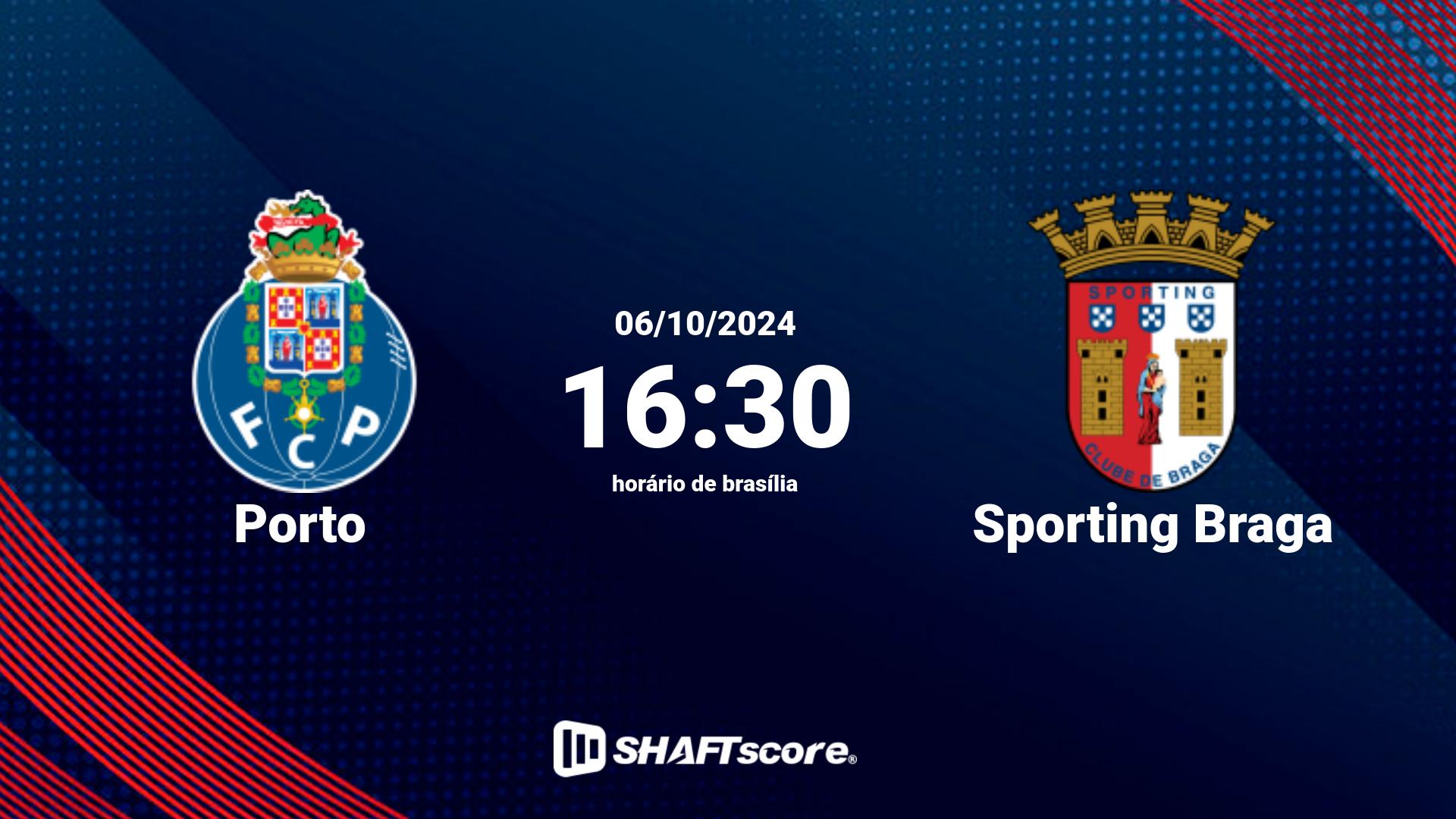 Estatísticas do jogo Porto vs Sporting Braga 06.10 16:30