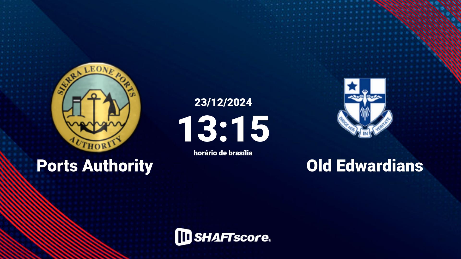 Estatísticas do jogo Ports Authority vs Old Edwardians 23.12 13:15