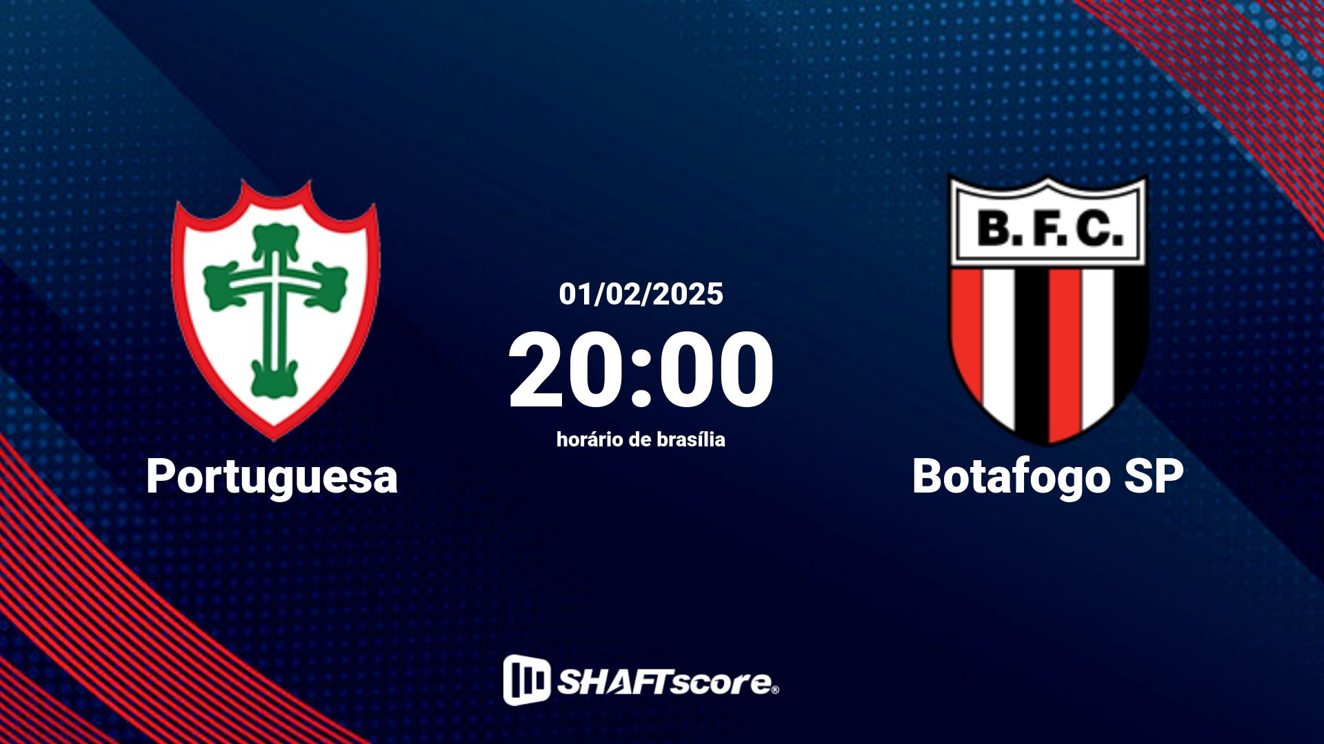 Estatísticas do jogo Portuguesa vs Botafogo SP 01.02 20:00