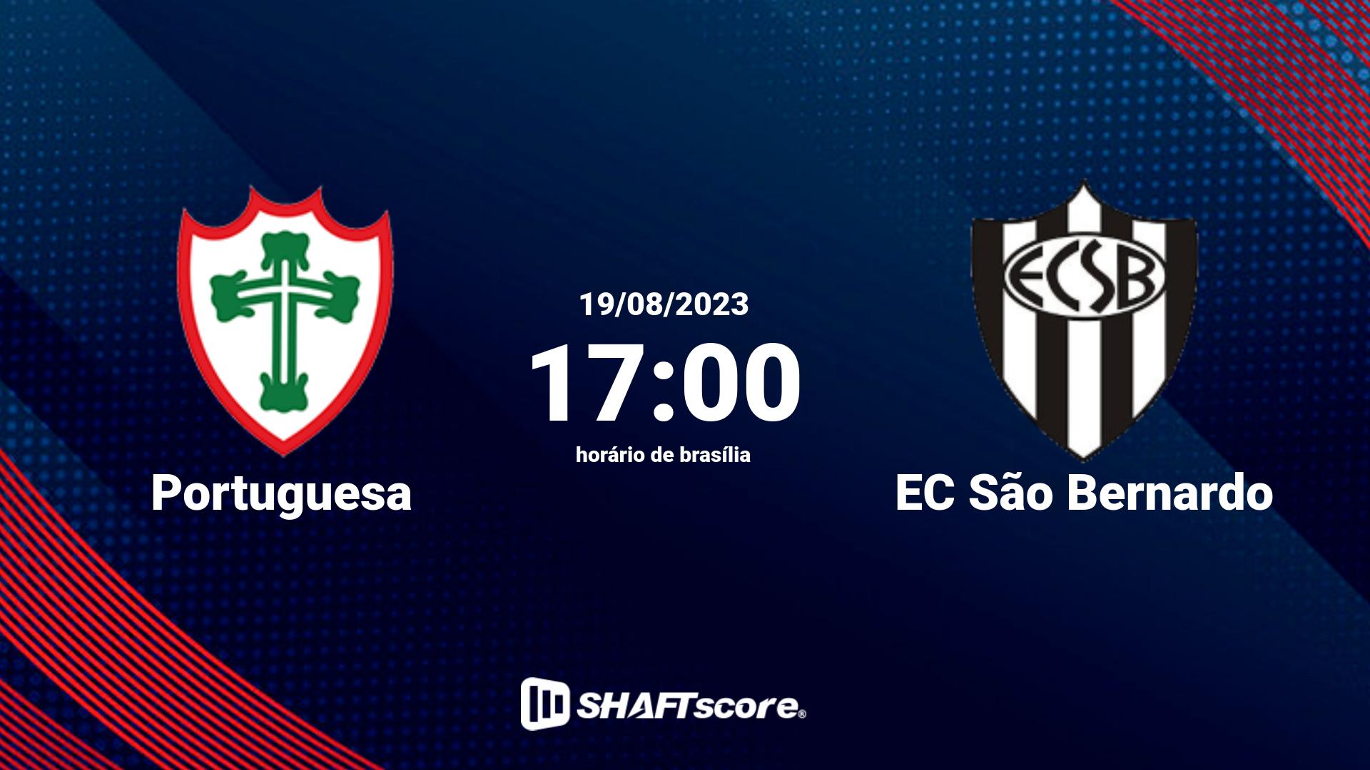 Estatísticas do jogo Portuguesa vs EC São Bernardo 19.08 17:00