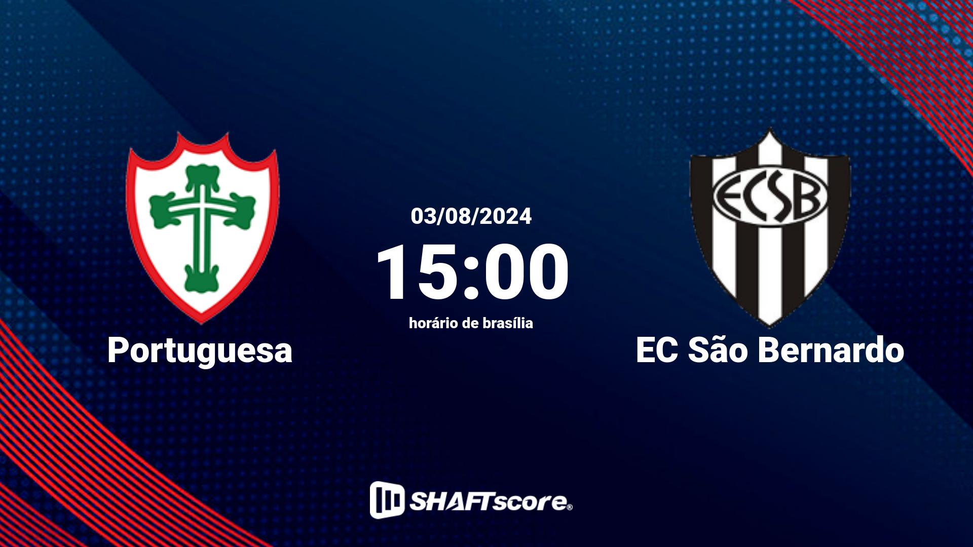 Estatísticas do jogo Portuguesa vs EC São Bernardo 03.08 15:00