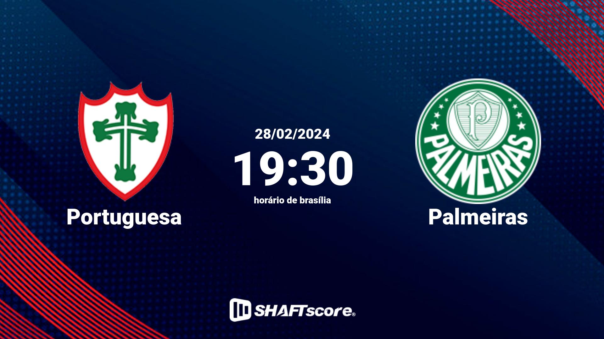 Estatísticas do jogo Portuguesa vs Palmeiras 28.02 19:30