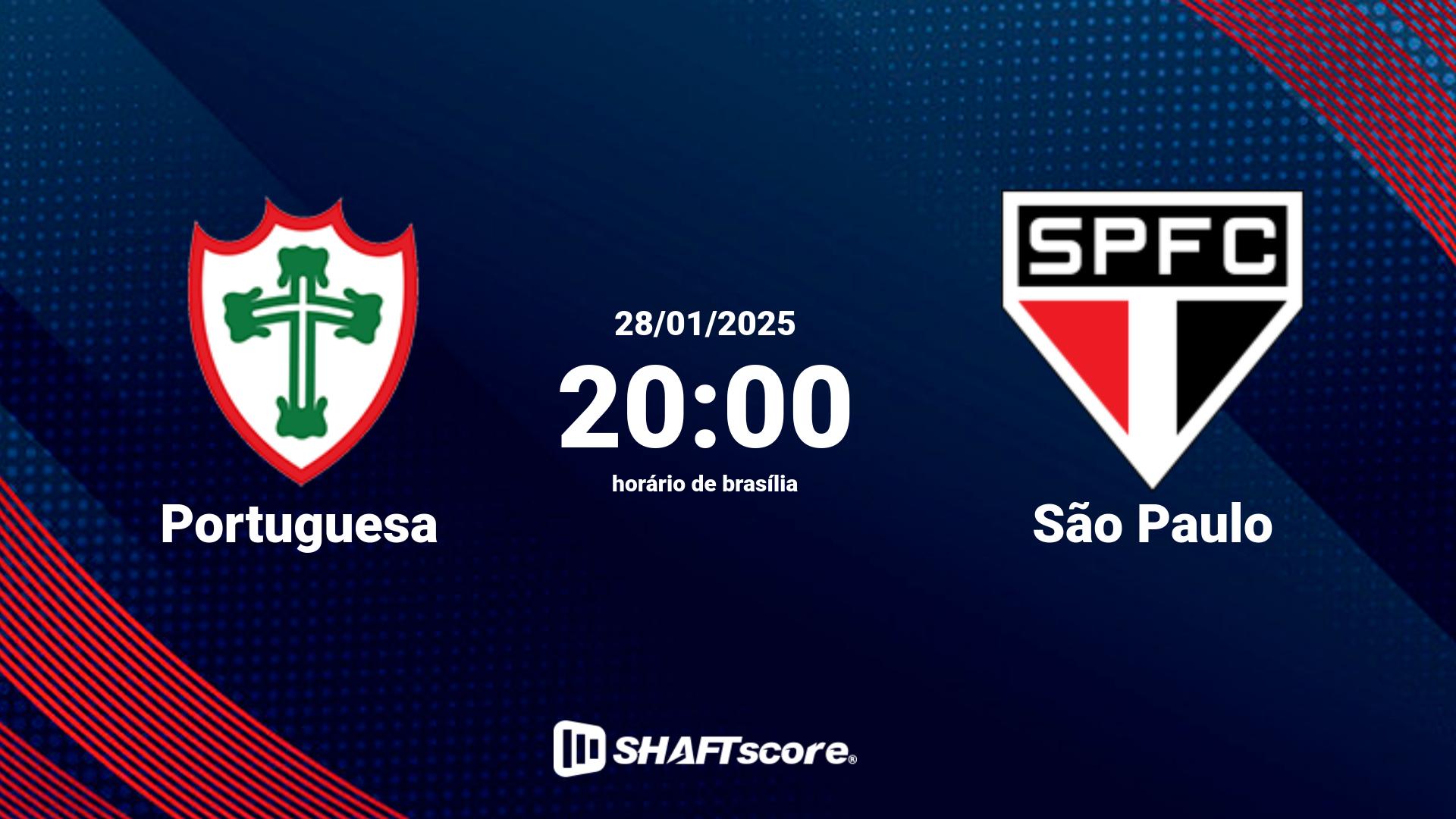 Estatísticas do jogo Portuguesa vs São Paulo 28.01 20:00