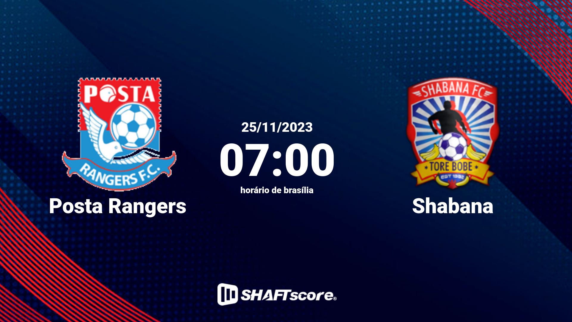 Estatísticas do jogo Posta Rangers vs Shabana 25.11 07:00