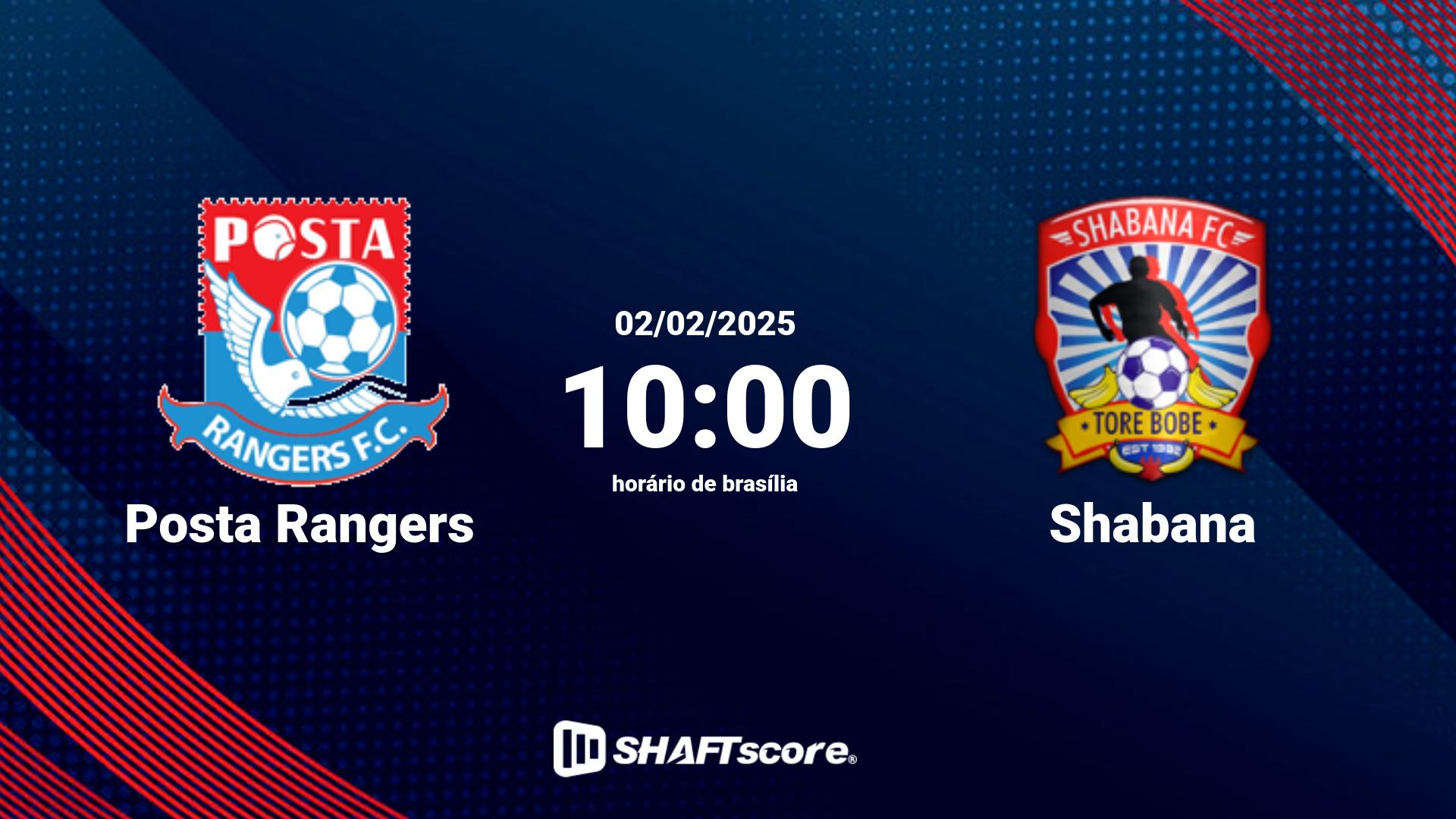 Estatísticas do jogo Posta Rangers vs Shabana 02.02 10:00