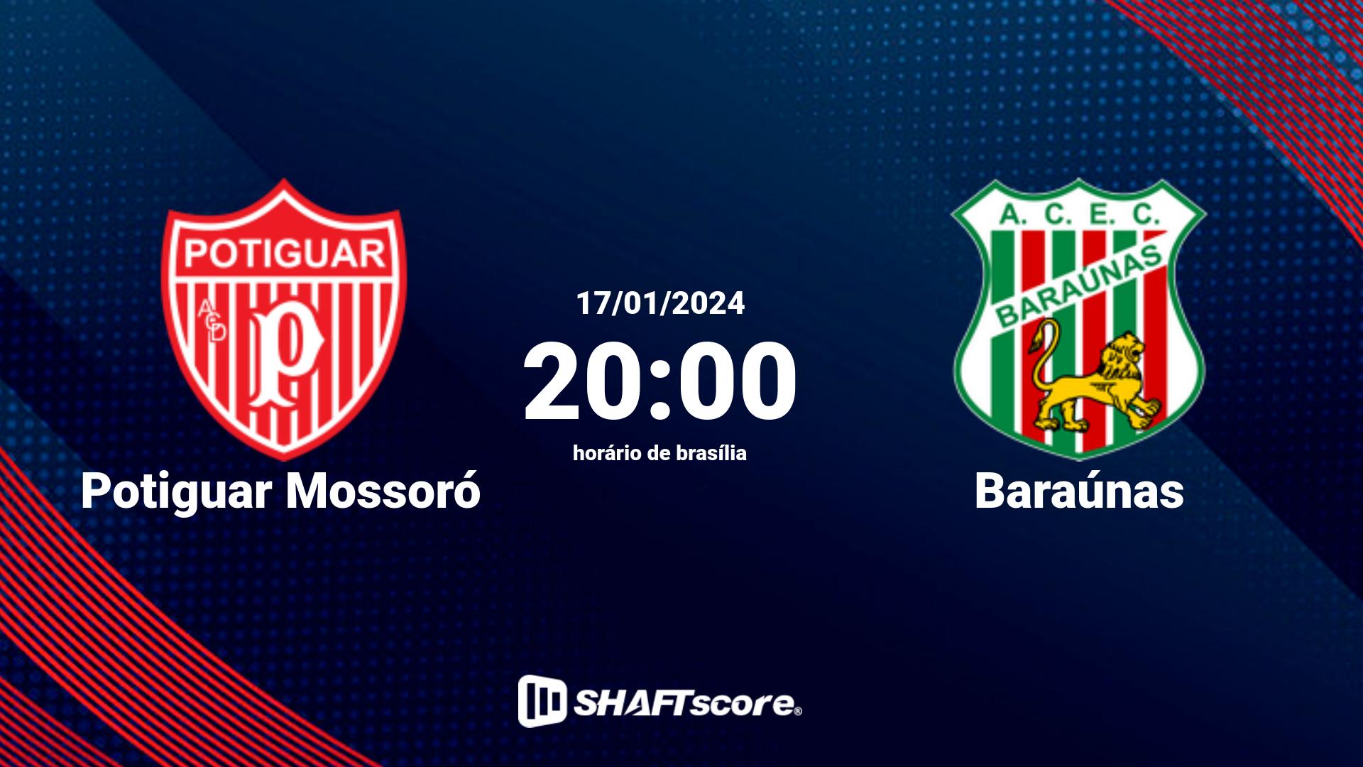 Estatísticas do jogo Potiguar Mossoró vs Baraúnas 17.01 20:00