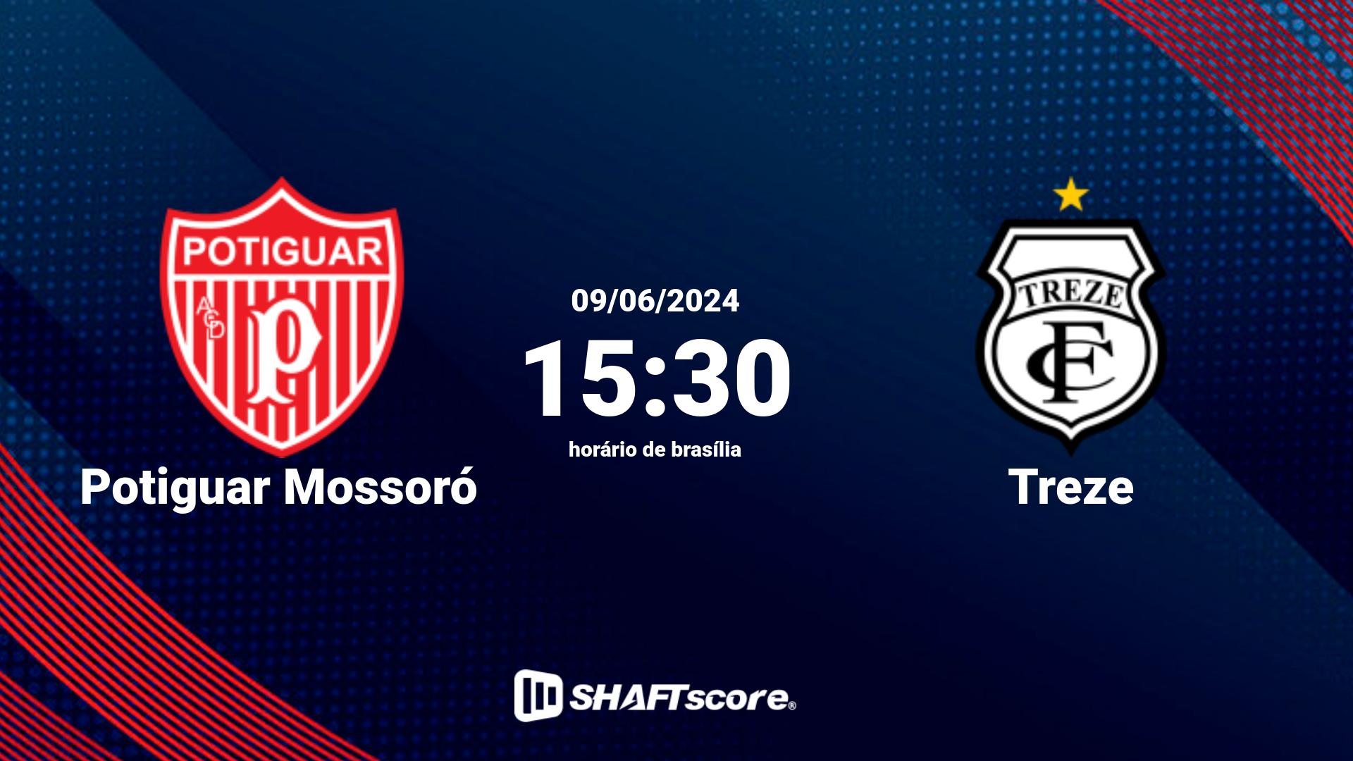 Estatísticas do jogo Potiguar Mossoró vs Treze 09.06 15:30