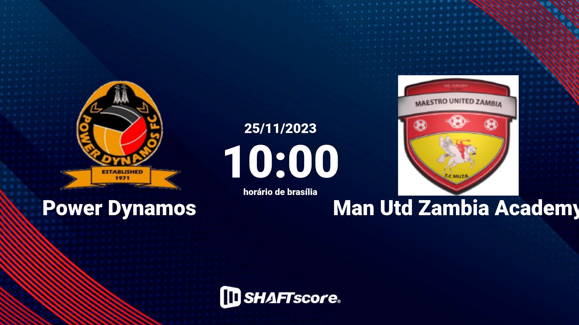 Estatísticas do jogo Power Dynamos vs Man Utd Zambia Academy 25.11 10:00