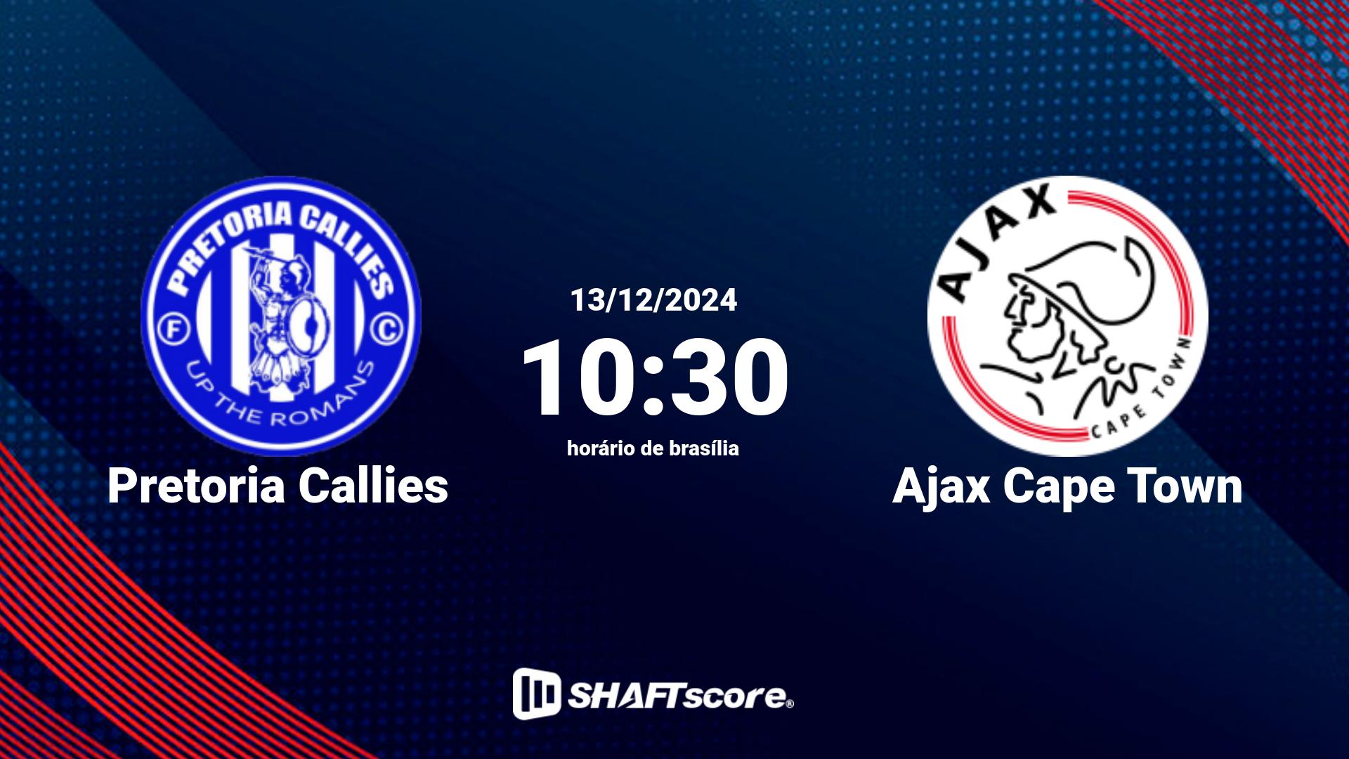 Estatísticas do jogo Pretoria Callies vs Ajax Cape Town 13.12 10:30