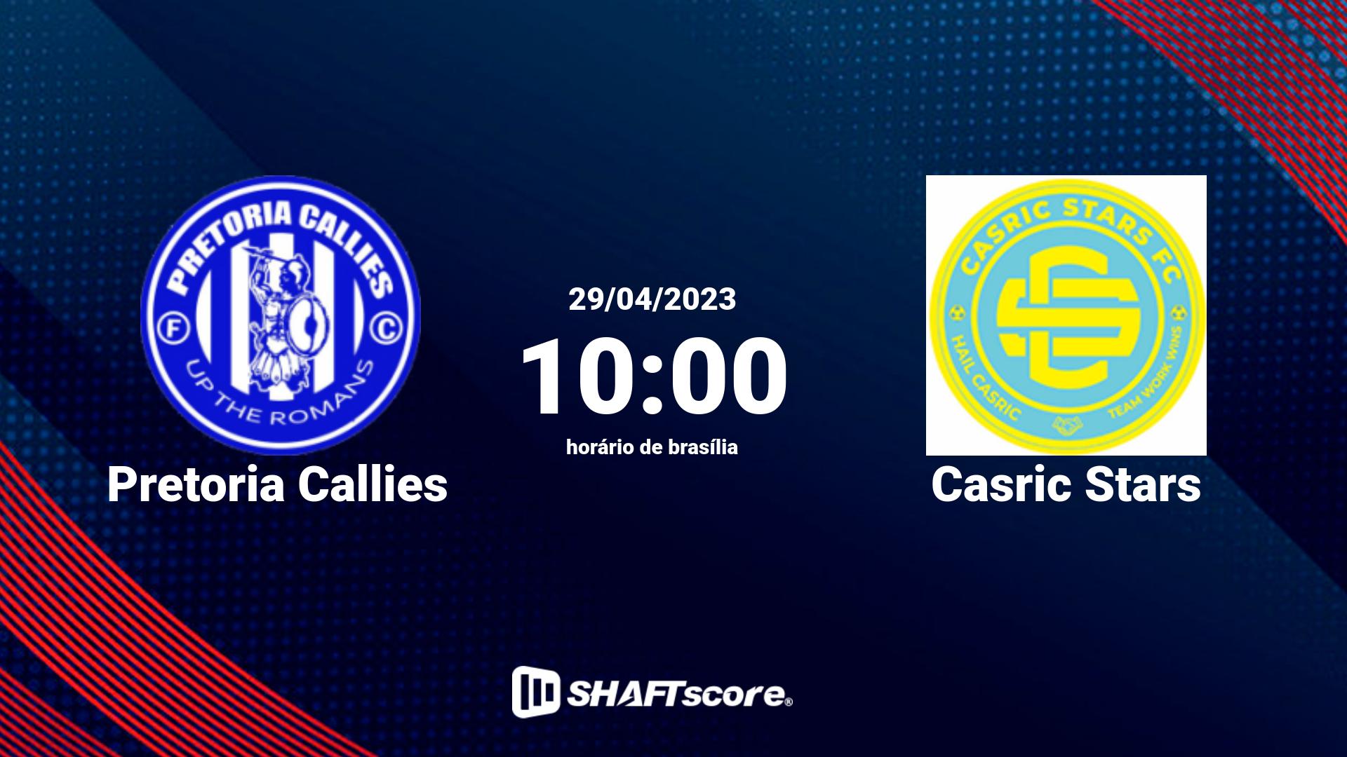 Estatísticas do jogo Pretoria Callies vs Casric Stars 29.04 10:00