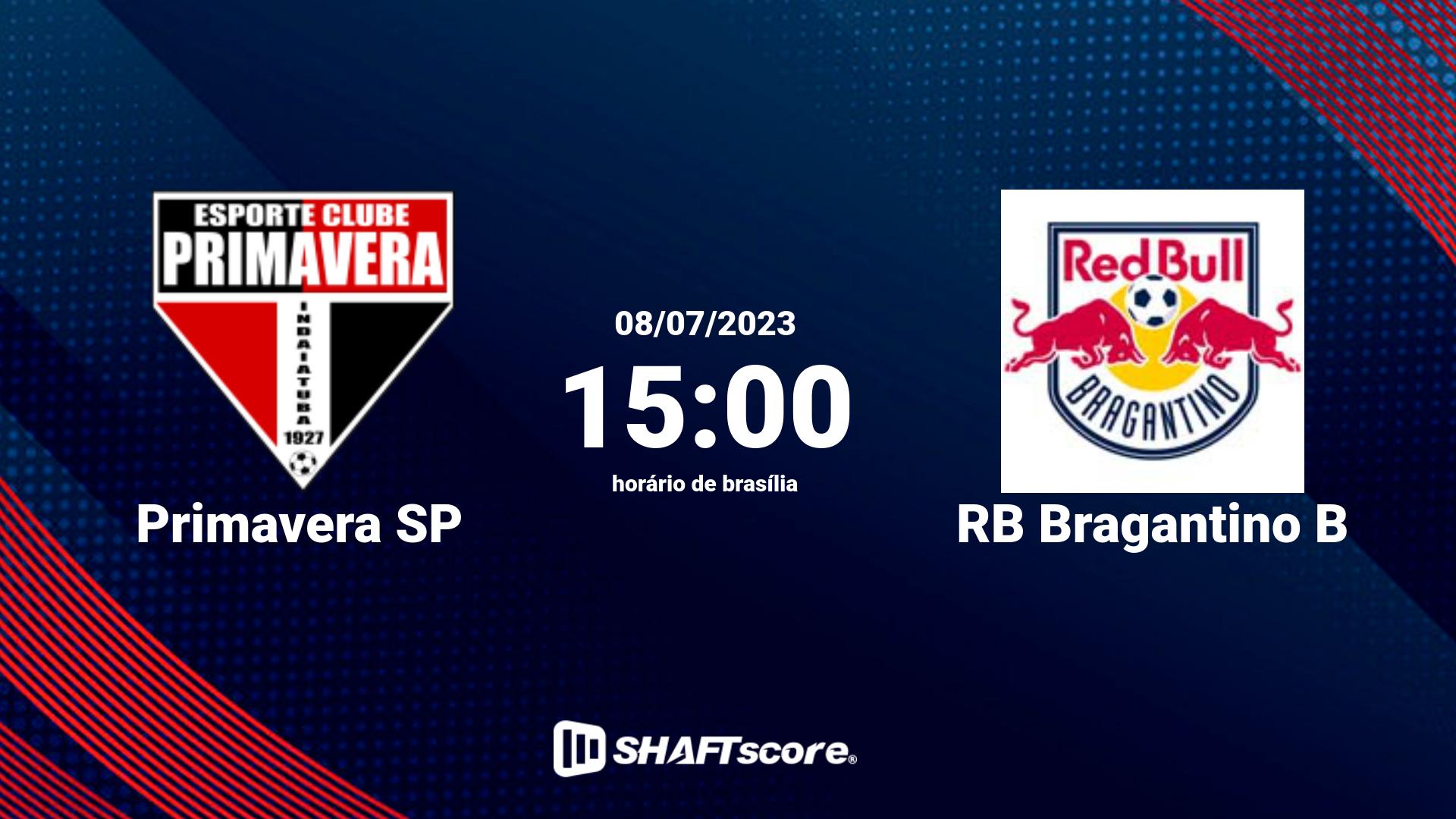 Estatísticas do jogo Primavera SP vs RB Bragantino B 08.07 15:00