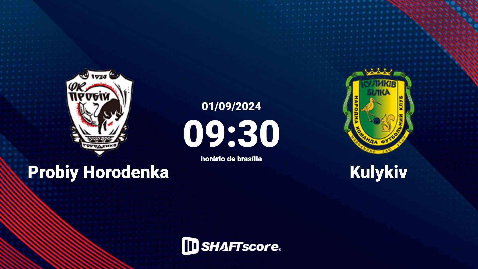 Estatísticas do jogo Probiy Horodenka vs Kulykiv 01.09 09:30