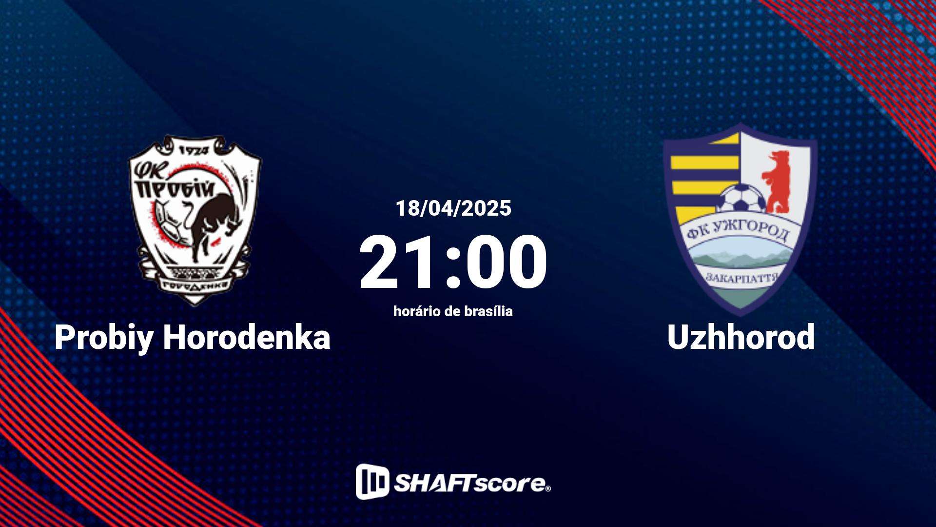 Estatísticas do jogo Probiy Horodenka vs Uzhhorod 18.04 21:00