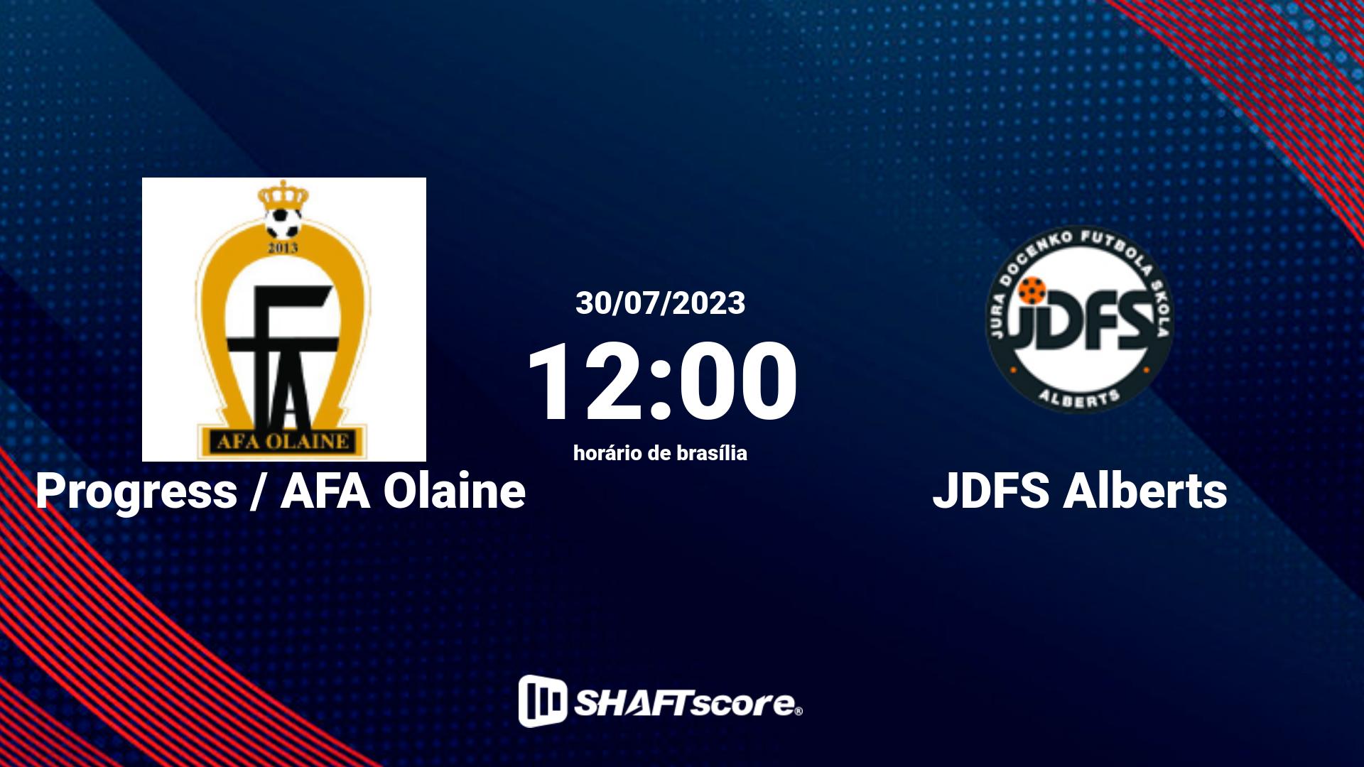 Estatísticas do jogo Progress / AFA Olaine vs JDFS Alberts 30.07 12:00