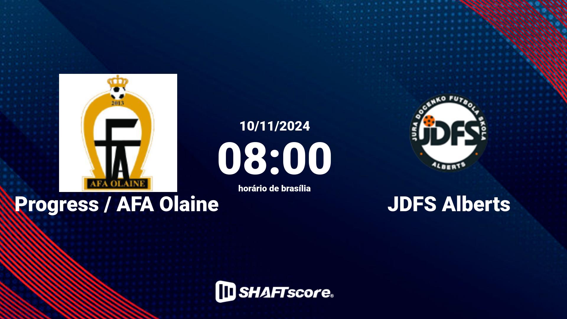 Estatísticas do jogo Progress / AFA Olaine vs JDFS Alberts 10.11 08:00